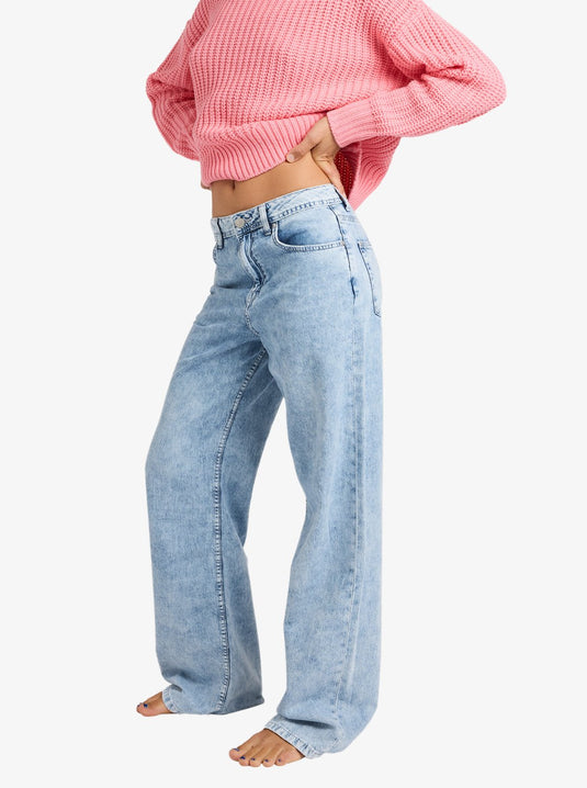 Roxy Women's Dawn Patrol Mid Loose Fit Denim Jeans Sunbleached ERJDP03340-BFB0