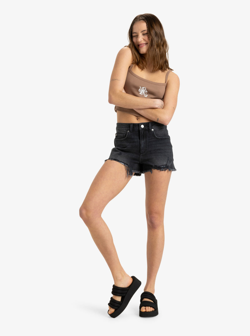 Load image into Gallery viewer, Roxy Women&#39;s New Swell Denim Beach Shorts Anthracite ERJDS03331_KVJ0
