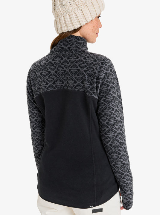 Roxy Women's Sayna Half Zip Technical Mid Layer True Black Roxygram Tonal ERJFT04831_KVJ5