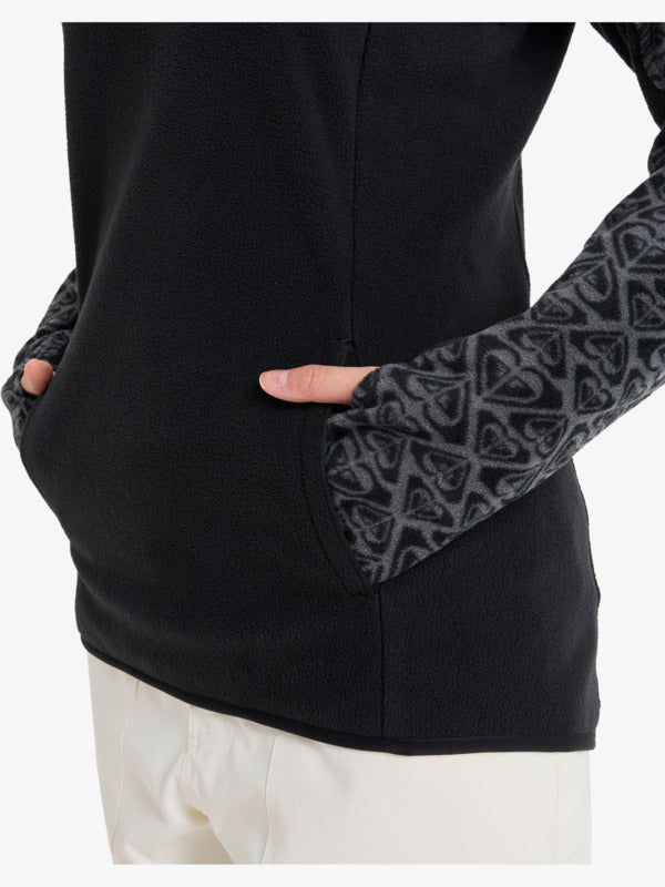 Load image into Gallery viewer, Roxy Women&#39;s Sayna Half Zip Technical Mid Layer True Black Roxygram Tonal ERJFT04831_KVJ5
