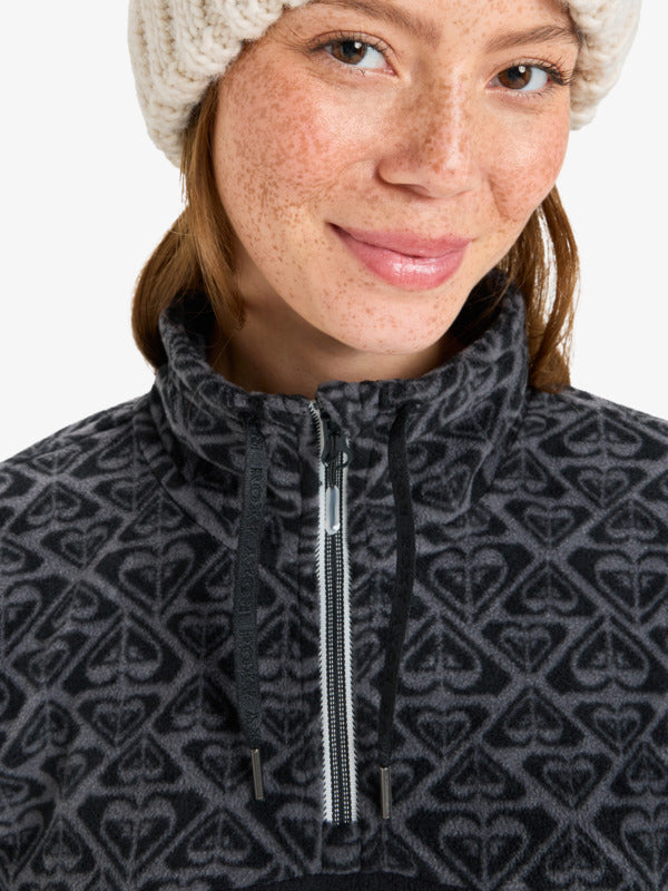 Load image into Gallery viewer, Roxy Women&#39;s Sayna Half Zip Technical Mid Layer True Black Roxygram Tonal ERJFT04831_KVJ5
