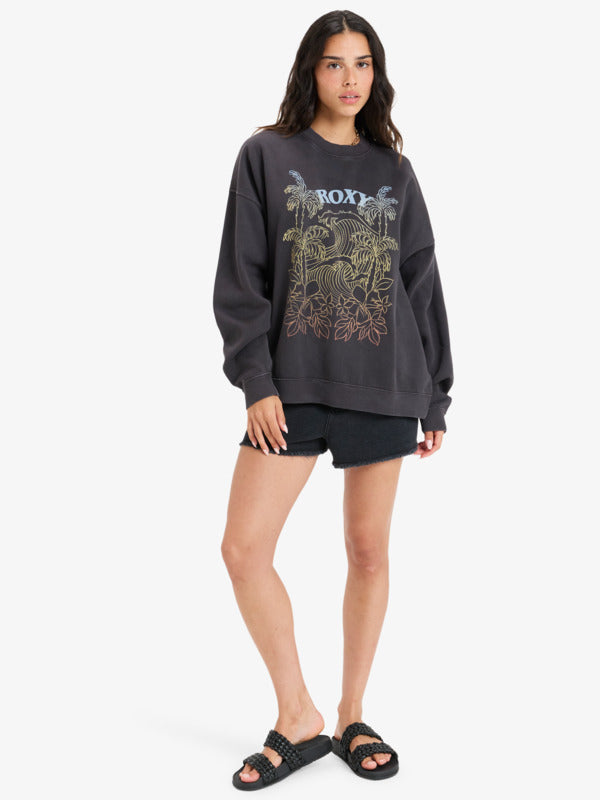 Load image into Gallery viewer, Roxy Women&#39;s Lineup Crew Neck Sweatshirt Phantom ERJFT04942-KTA0
