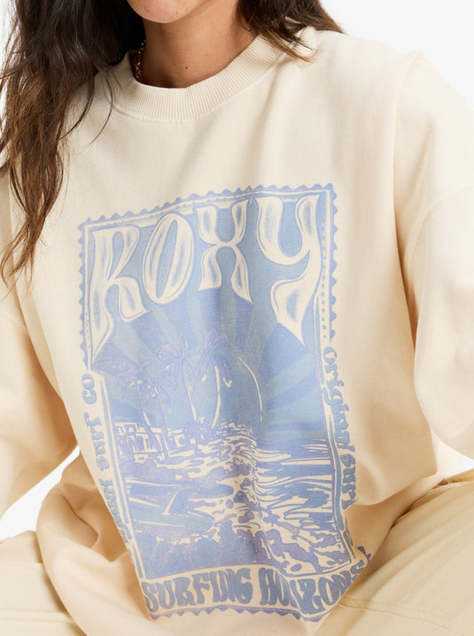 Roxy Women's Lineup Crew Neck Sweatshirt Parchment ERJFT04942-TEC0