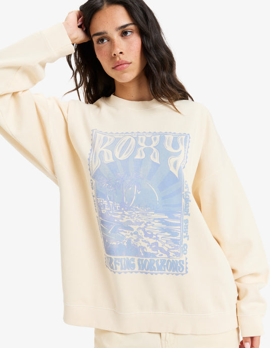 Roxy Women's Lineup Crew Neck Sweatshirt Parchment ERJFT04942-TEC0
