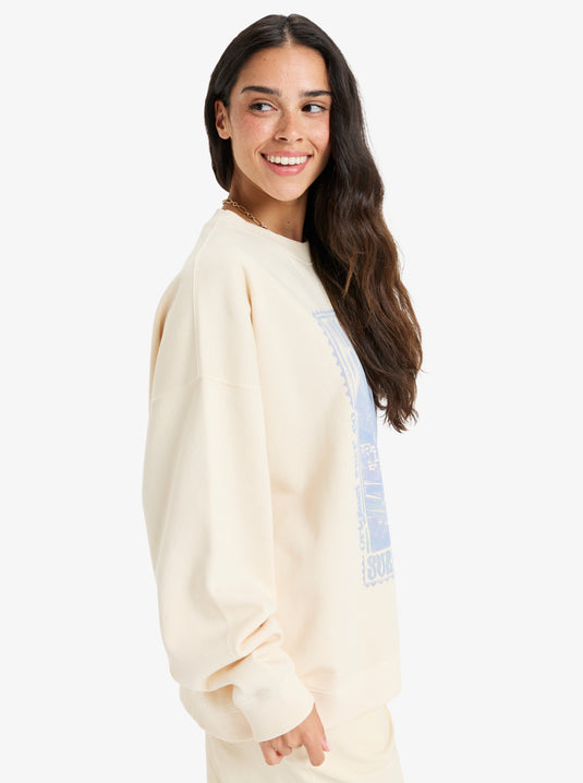 Roxy Women's Lineup Crew Neck Sweatshirt Parchment ERJFT04942-TEC0