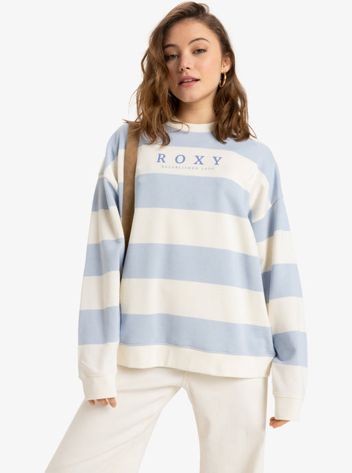 Roxy Strictly Stripes Crew Neck Sweatshirt Skyway Strictly Stripe ERJFT04954-BFB3