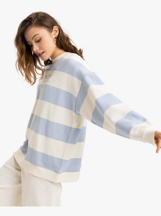 Roxy Strictly Stripes Crew Neck Sweatshirt Skyway Strictly Stripe ERJFT04954-BFB3