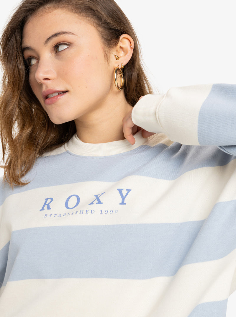 Load image into Gallery viewer, Roxy Strictly Stripes Crew Neck Sweatshirt Skyway Strictly Stripe ERJFT04954-BFB3
