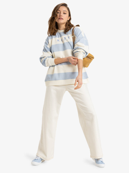 Roxy Strictly Stripes Crew Neck Sweatshirt Skyway Strictly Stripe ERJFT04954-BFB3