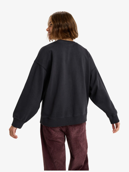 Roxy Women's Lineup With Vintage Wash Effect Sweatshirt Anthracite ERJFT05006_KVJ0