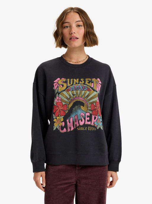Roxy Women's Lineup With Vintage Wash Effect Sweatshirt Anthracite ERJFT05006_KVJ0