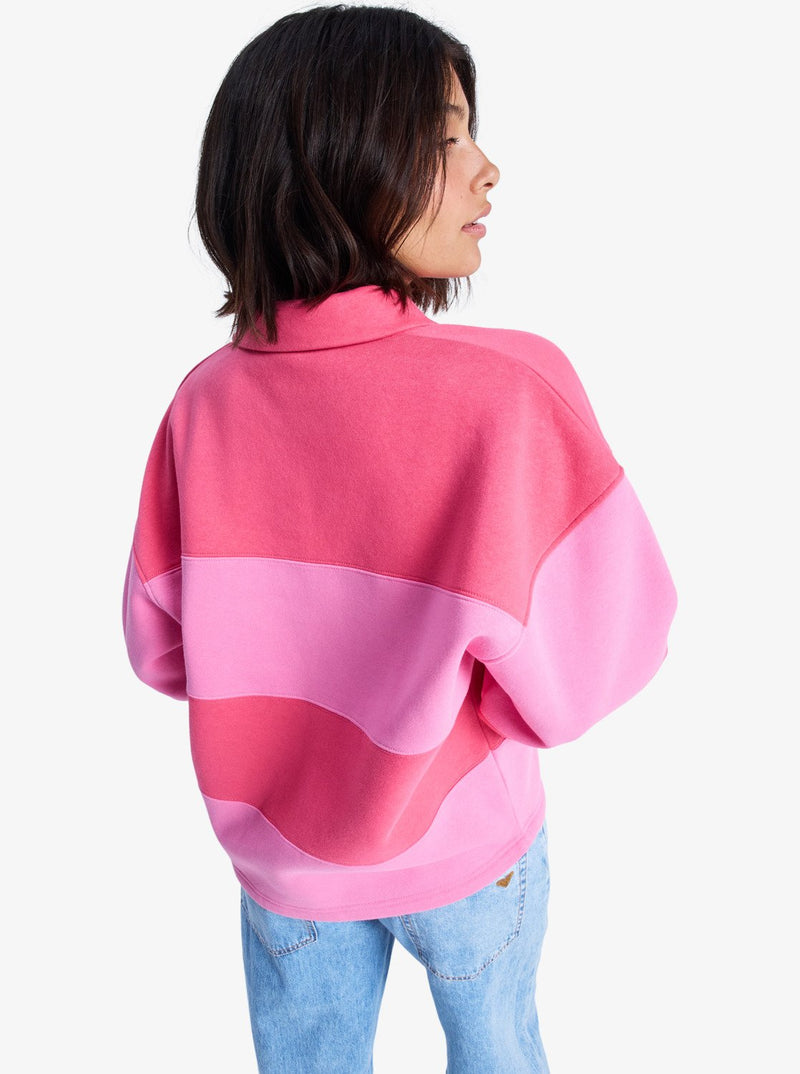 Load image into Gallery viewer, Roxy Women&#39;s Cross Your Mind Shirt Collar Sweatshirt Honey Suckle ERJFT05015-MLD0
