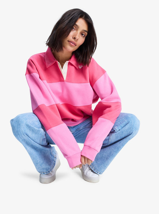 Roxy Women's Cross Your Mind Shirt Collar Sweatshirt Honey Suckle ERJFT05015-MLD0