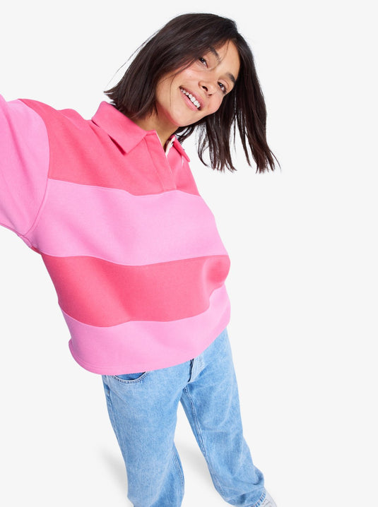 Roxy Women's Cross Your Mind Shirt Collar Sweatshirt Honey Suckle ERJFT05015-MLD0