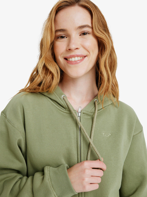 Load image into Gallery viewer, Roxy Women&#39;s Surf Stoked Zipped Brushed Hoodie Oil Green ERJFT05022-GLD0

