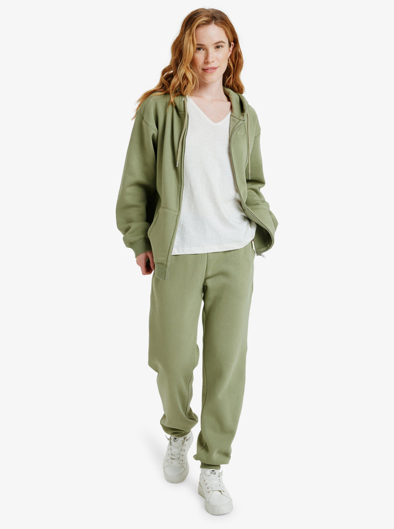 Load image into Gallery viewer, Roxy Women&#39;s Surf Stoked Zipped Brushed Hoodie Oil Green ERJFT05022-GLD0
