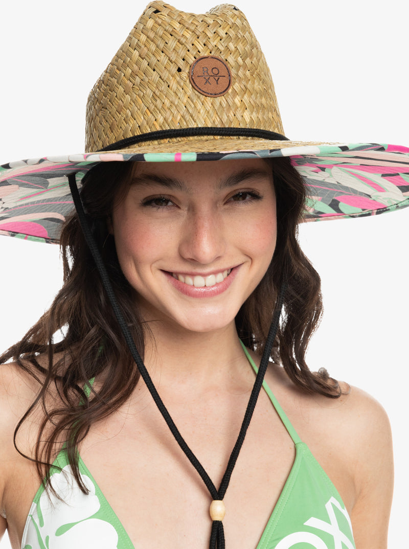 Load image into Gallery viewer, Roxy Women&#39;s Pina To My Colada Straw Hat Anthracite Palm Song Axs ERJHA04259-KNJ4

