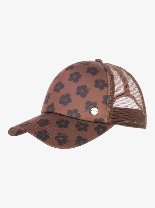 Roxy Women's Beautifull Morning Trucker Cap Chocolate Plum Polkabiscus ERJHA04378_XCKC
