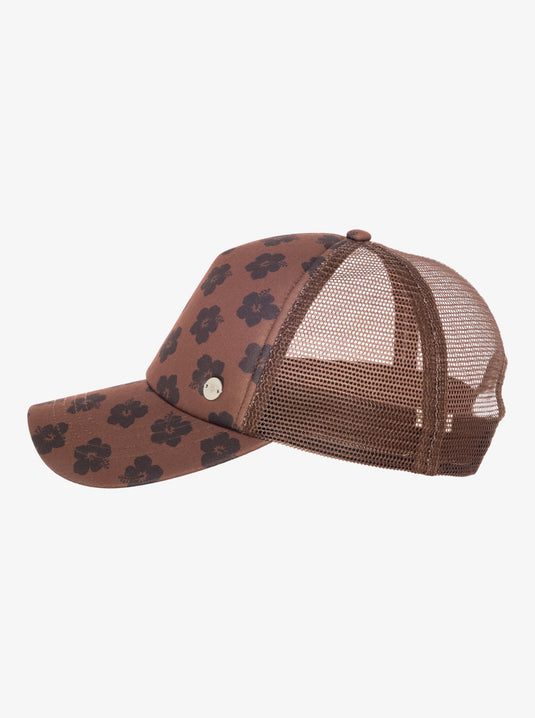 Roxy Women's Beautifull Morning Trucker Cap Chocolate Plum Polkabiscus ERJHA04378_XCKC