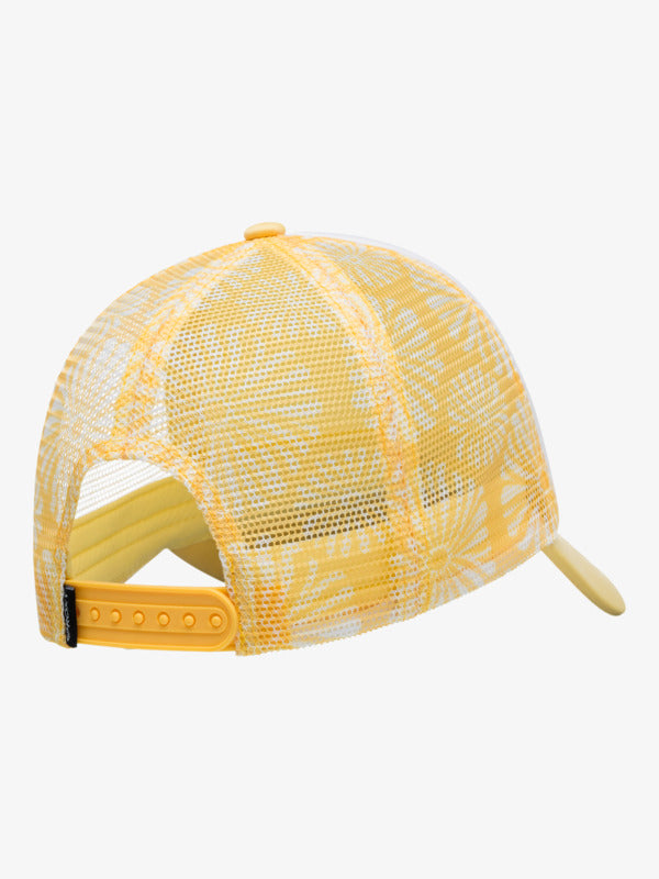 Load image into Gallery viewer, Roxy Women&#39;s Donut Spain Trucker Cap Banana Cream Tropical Tile ERJHA04379_YFL5
