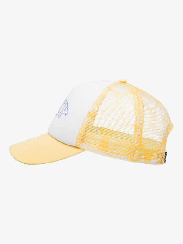 Load image into Gallery viewer, Roxy Women&#39;s Donut Spain Trucker Cap Banana Cream Tropical Tile ERJHA04379_YFL5
