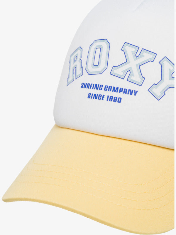 Load image into Gallery viewer, Roxy Women&#39;s Donut Spain Trucker Cap Banana Cream Tropical Tile ERJHA04379_YFL5
