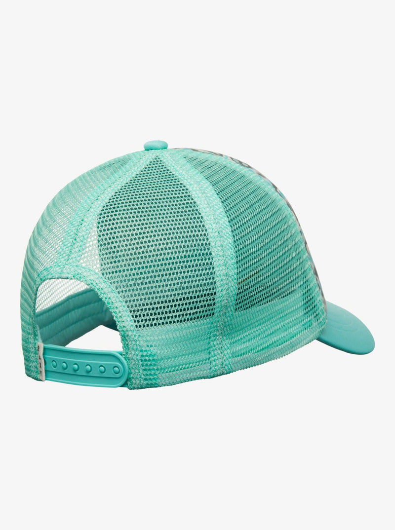 Load image into Gallery viewer, Roxy Women's Beautiful Morning Trucker Cap Oil Green Wildside Paisley ERJHA04434-GLD6
