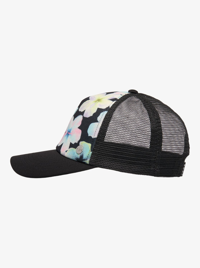 Load image into Gallery viewer, Roxy Women's Beautiful Morning Trucker Cap Anthracite Im Fleur Real ERJHA04434-KVJ7
