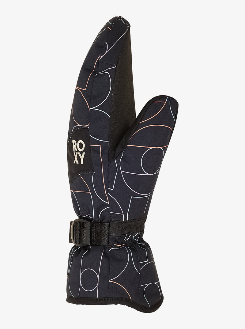 Load image into Gallery viewer, Roxy Women's Jetty Snow Mittens True Black Bobby Line ERJHN03266-KVJ3
