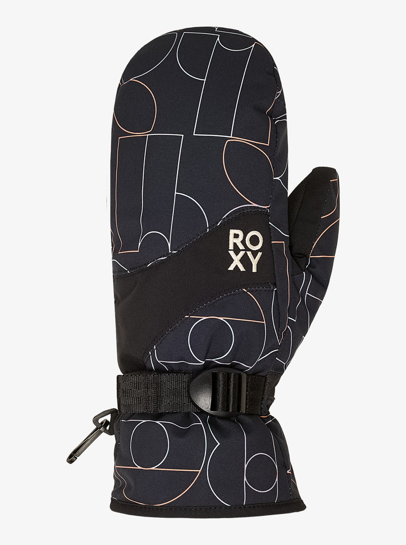 Load image into Gallery viewer, Roxy Women's Jetty Snow Mittens True Black Bobby Line ERJHN03266-KVJ3
