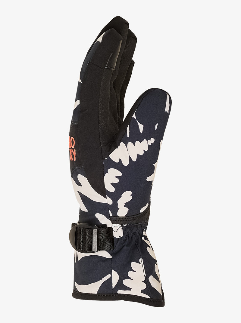 Load image into Gallery viewer, Roxy Women's Jetty Snow Gloves True Black Big Flower ERJHN03271-KVJ2

