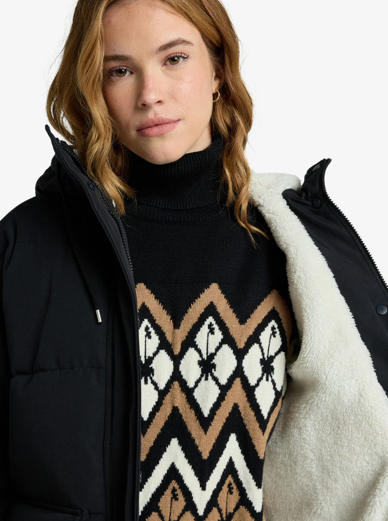 Load image into Gallery viewer, Roxy Women&#39;s Seaside Memories Hooded Coat Jacket Black ERJJK03666-KVJ0
