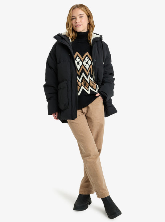 Roxy Women's Seaside Memories Hooded Coat Jacket Black ERJJK03666-KVJ0
