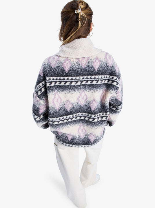 Roxy Women's Feels Like Winter Oversized Sherpa Zip Jacket Parchment ERJJK03676-XCGB