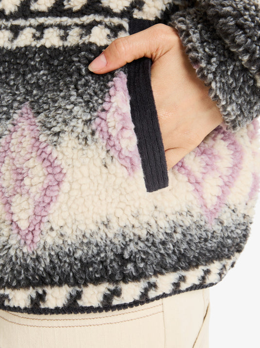 Roxy Women's Feels Like Winter Oversized Sherpa Zip Jacket Parchment ERJJK03676-XCGB