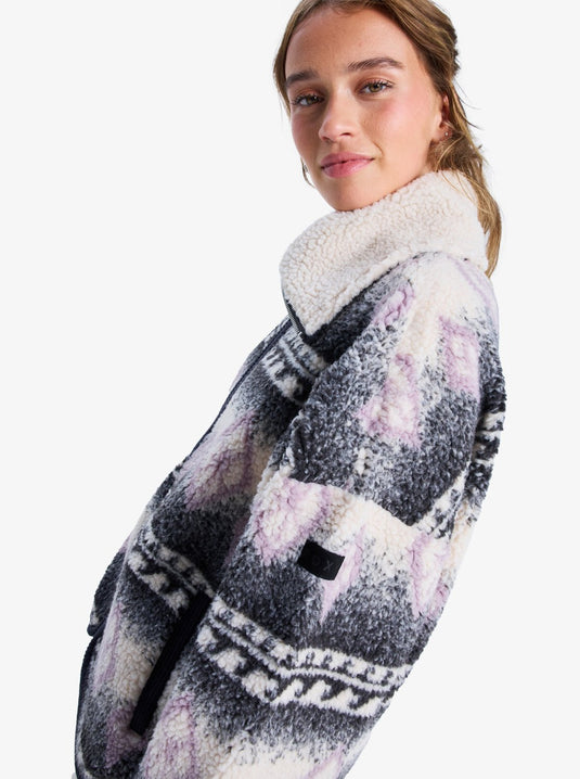 Roxy Women's Feels Like Winter Oversized Sherpa Zip Jacket Parchment ERJJK03676-XCGB