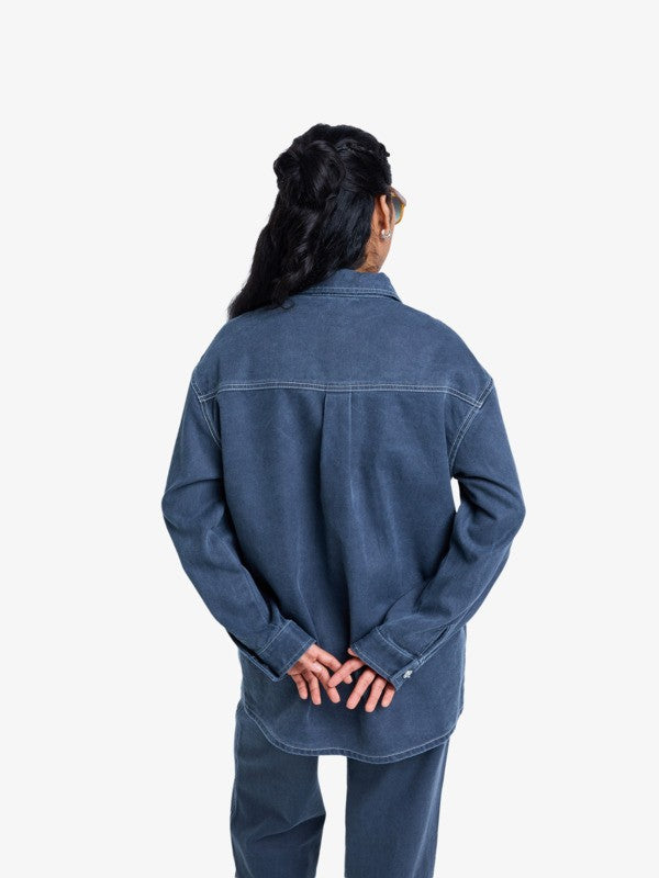Load image into Gallery viewer, Roxy Women&#39;s Chloe Kim Pop Stitch Oversized Relaxed Fit Shacket True Black ERJJK03686_KVJ0
