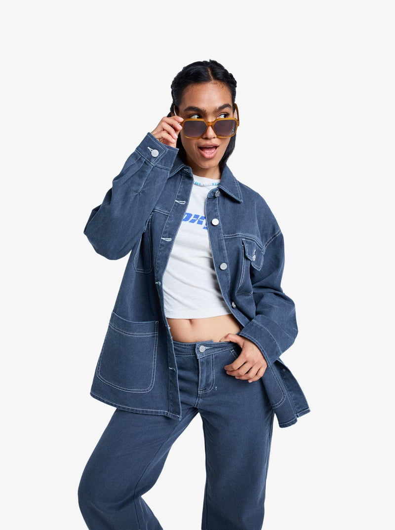 Load image into Gallery viewer, Roxy Women&#39;s Chloe Kim Pop Stitch Oversized Relaxed Fit Shacket True Black ERJJK03686_KVJ0
