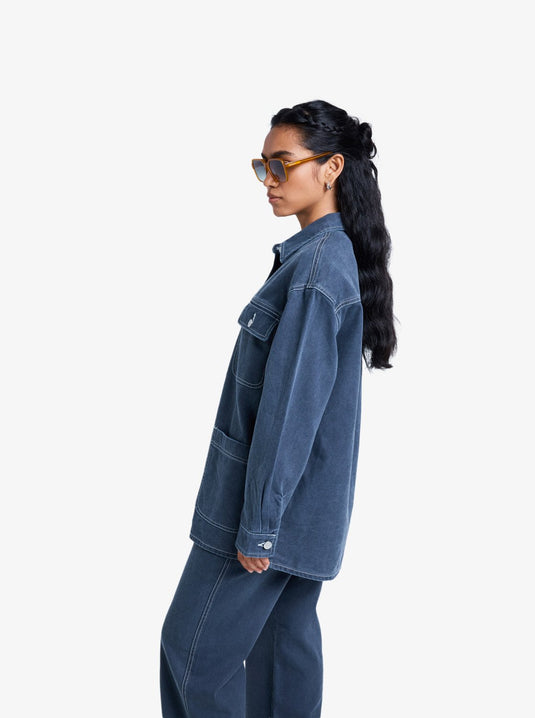 Roxy Women's Chloe Kim Pop Stitch Oversized Relaxed Fit Shacket True Black ERJJK03686_KVJ0