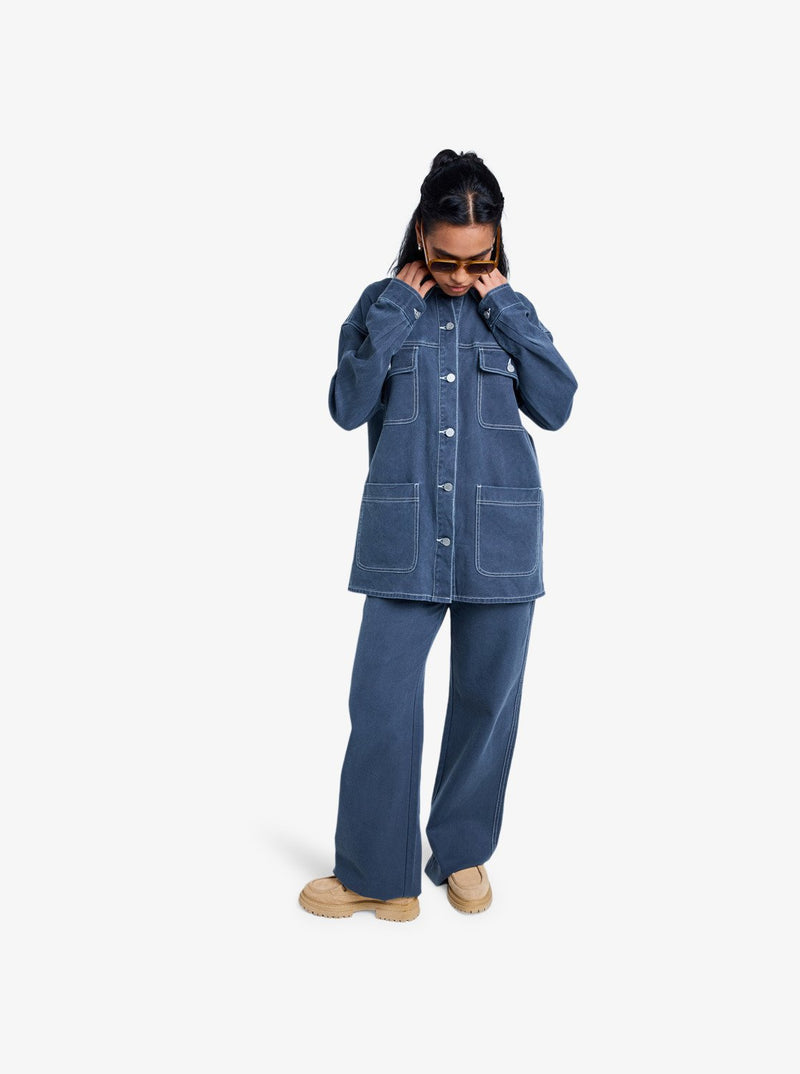 Load image into Gallery viewer, Roxy Women&#39;s Chloe Kim Pop Stitch Oversized Relaxed Fit Shacket True Black ERJJK03686_KVJ0
