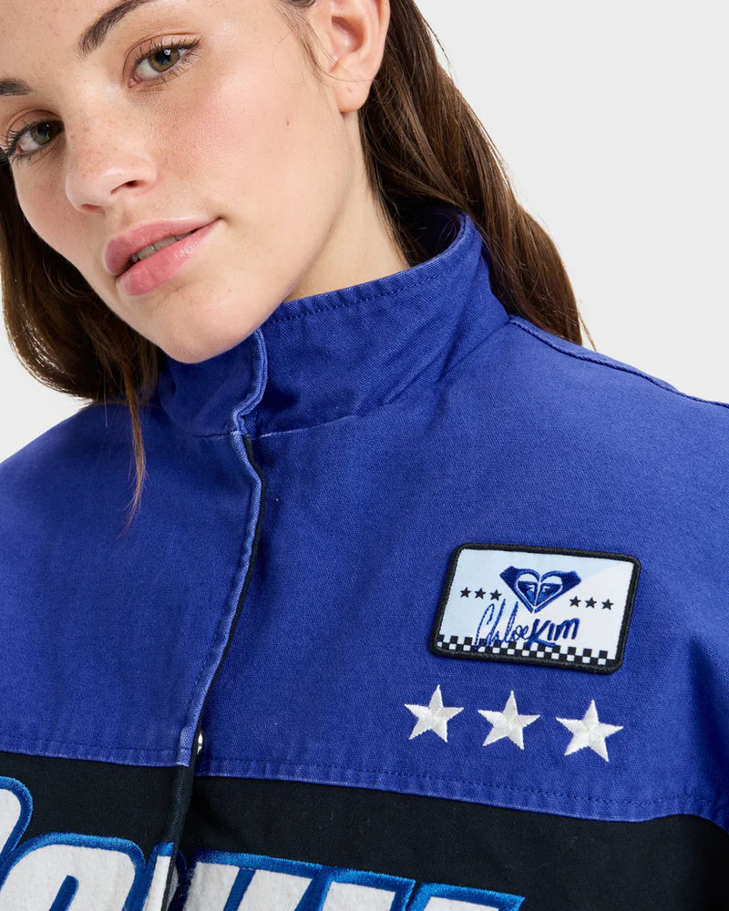 Load image into Gallery viewer, Roxy Women&#39;s Chloe Kim Moto Bomber Jacket True Black ERJJK03688_KVJ0
