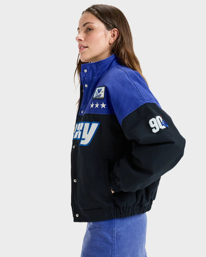 Load image into Gallery viewer, Roxy Women&#39;s Chloe Kim Moto Bomber Jacket True Black ERJJK03688_KVJ0
