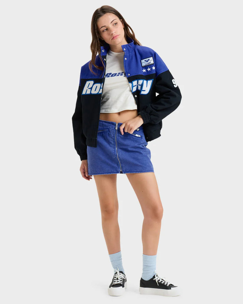 Load image into Gallery viewer, Roxy Women&#39;s Chloe Kim Moto Bomber Jacket True Black ERJJK03688_KVJ0
