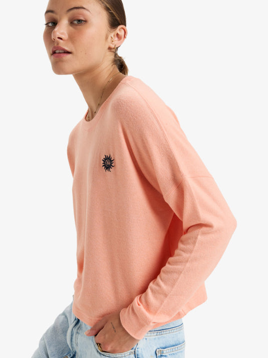Roxy Women's Sunday Cozy Long Sleeve T-Shirt Salmon ERJKT04259-MFG0