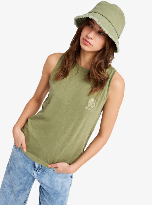 Roxy Women's Better Days Vest Top Oil Green ERJKT04385-GLD0
