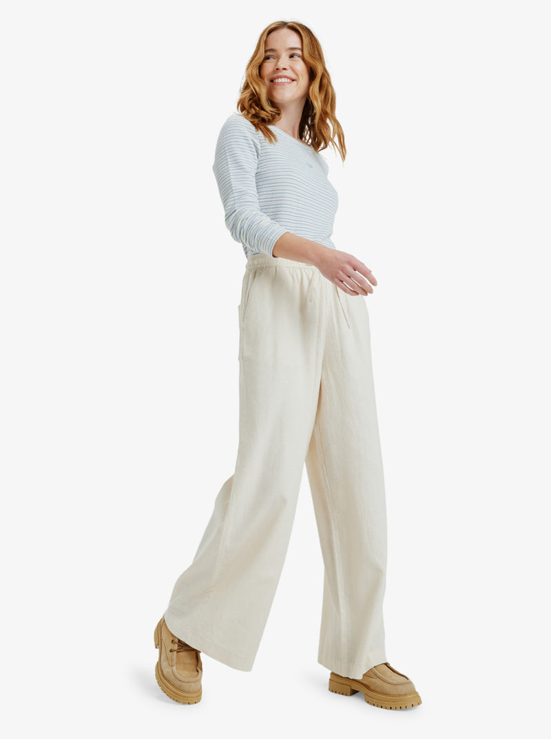Load image into Gallery viewer, Roxy Women's Lekeitio Break Mid Easy Wear Lightweight Trousers Parchment ERJNP03545-TEC0
