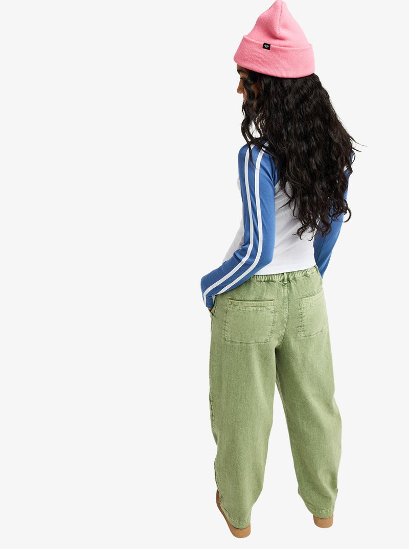Load image into Gallery viewer, Roxy Women's Break My Soul Elastic Waist Pants Oil Green ERJNP03621-GLD0
