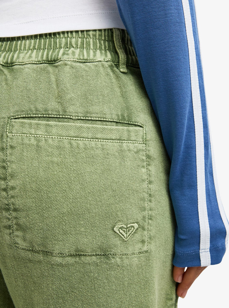 Load image into Gallery viewer, Roxy Women's Break My Soul Elastic Waist Pants Oil Green ERJNP03621-GLD0
