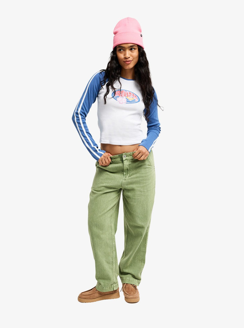 Load image into Gallery viewer, Roxy Women's Break My Soul Elastic Waist Pants Oil Green ERJNP03621-GLD0
