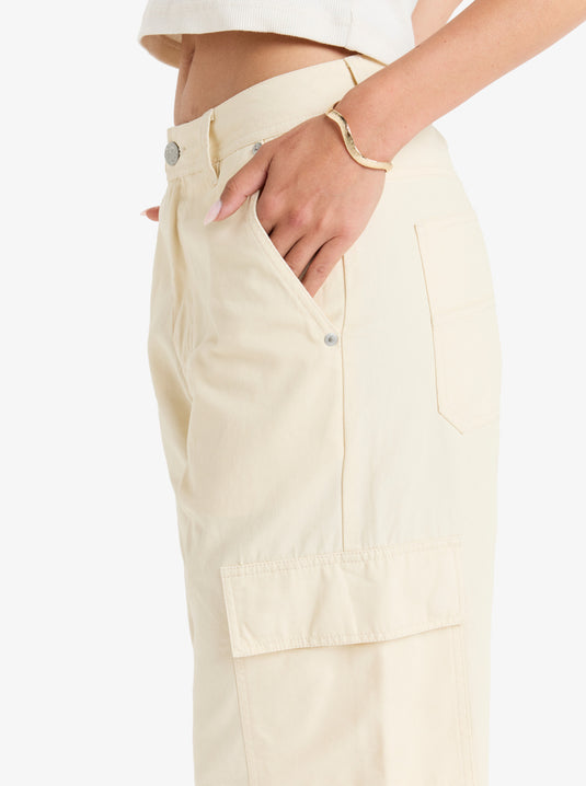 Roxy Women's Left Again Cargo Pants Parchment ERJNP03625-TEC0